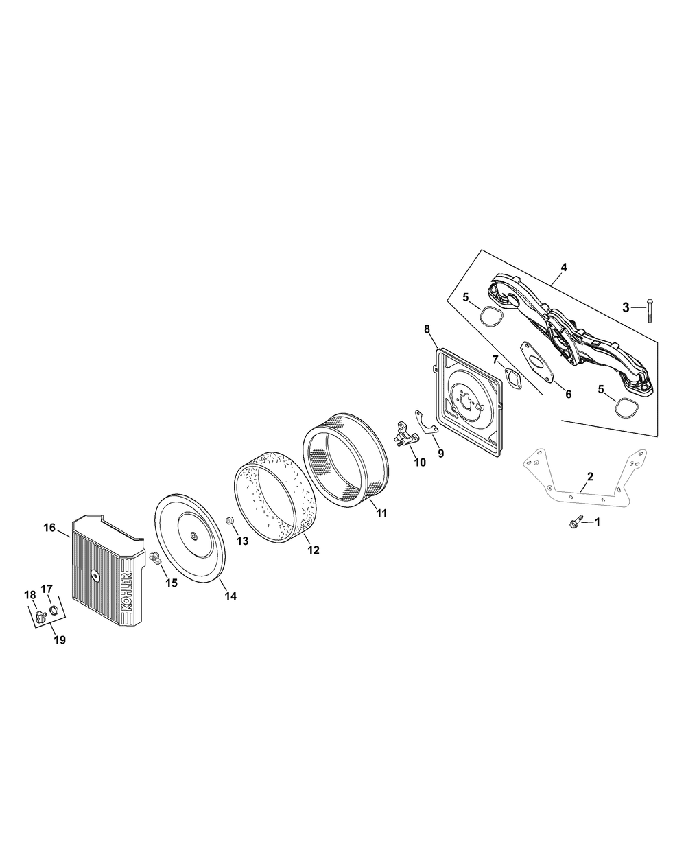 Kohler Cv670-0013 Air Intake And Filtration Diagram and Parts List for ENFORCER48 53AH3AGN050-22HP Cub Cadet Lawn Tractor